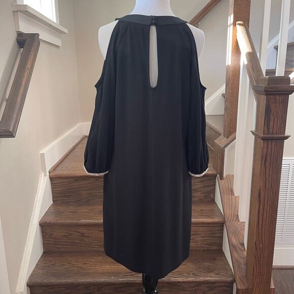 Trina Turk Black Sicily Cold-shoulder Rhinestone Detail Cocktail Dress Size 4 - Picture 4 of 12